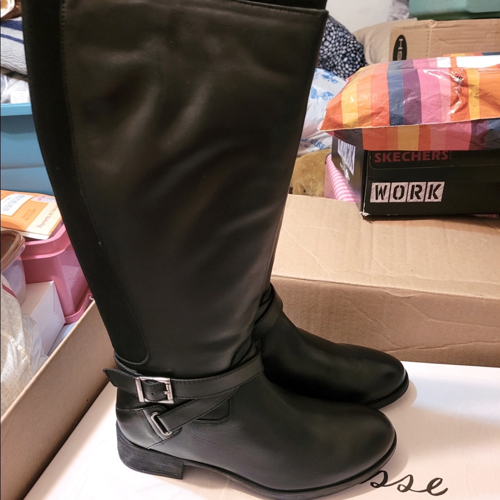 Pure leather beautiful wide calf boots